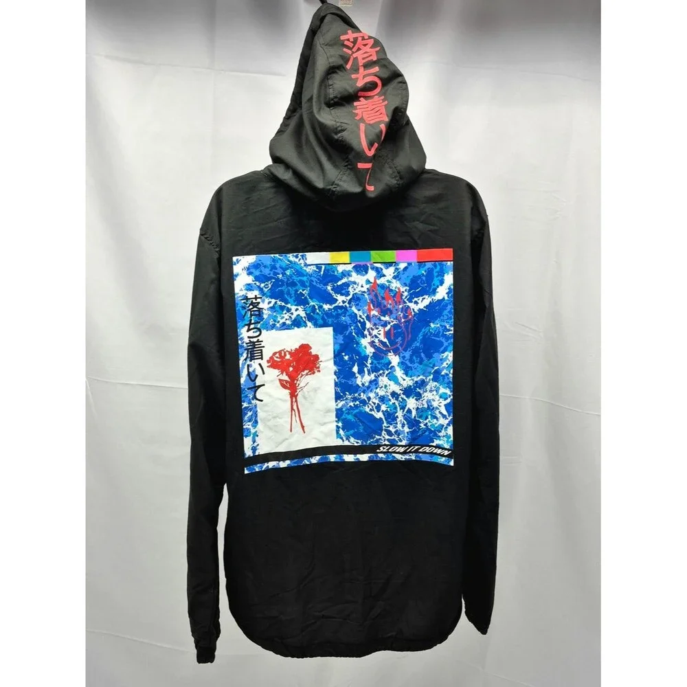 NWOT BKLYN Brooklyn Cloth "Slow Down" Black Anorak Windbreaker Size M 90's Urban - Picture 3 of 14